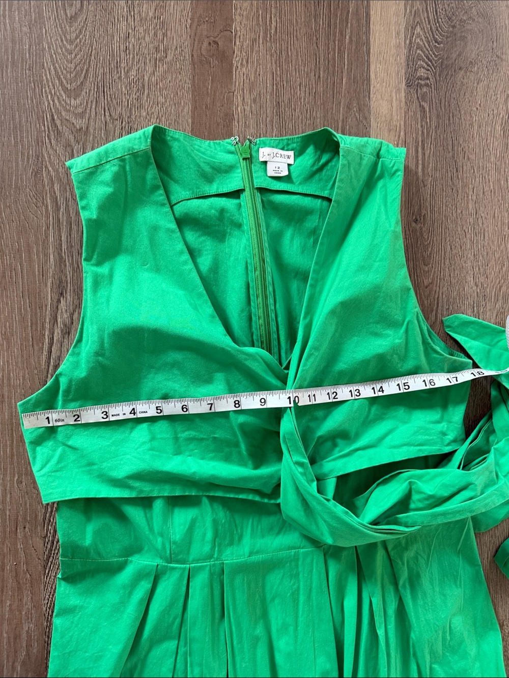 J.JCrew Kelly Green Wrap Dress with Side Tie Cotton dress - Picture 12 of 13